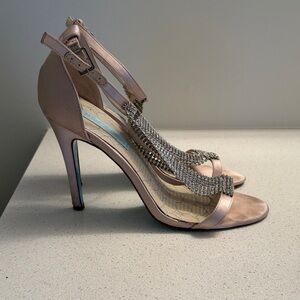 Betsey Johnson Pink Heels with Rhinestone Straps